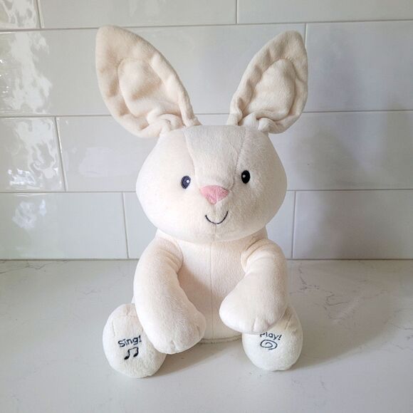 Gund Baby Flora the Bunny 12" Animated Peek-A-Boo Singing Plush Toy Tested Works - Picture 1 of 13